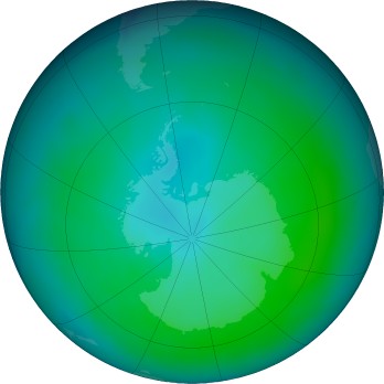 Antarctic ozone map for 2020-02
